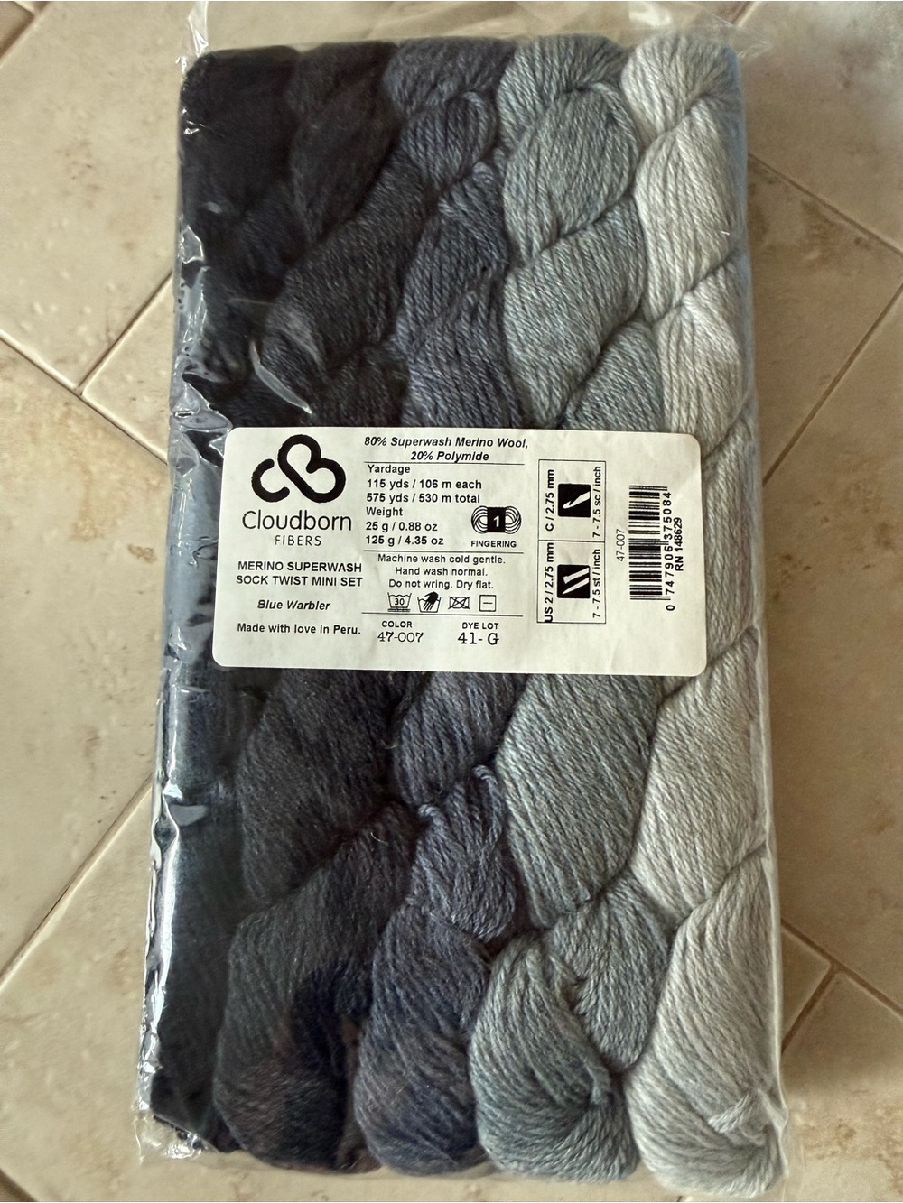 Cloudborn Fibers Blue Warbler Merino Sock Twist Mini Set - Blue/Gray